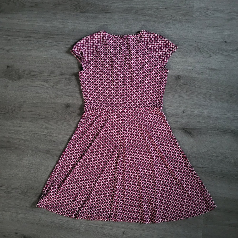 Michael Kors Womens Pink Purple Geometric Cutout Cap Sleeve Fit Flare Dress M - Picture 7 of 9
